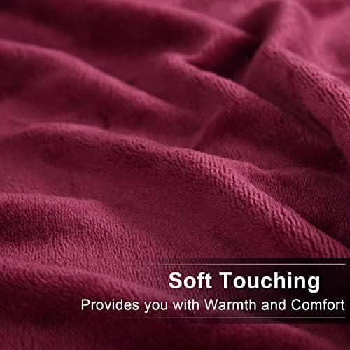 EASELAND Soft Lightweight California King Fleece Blanket, Burgundy
