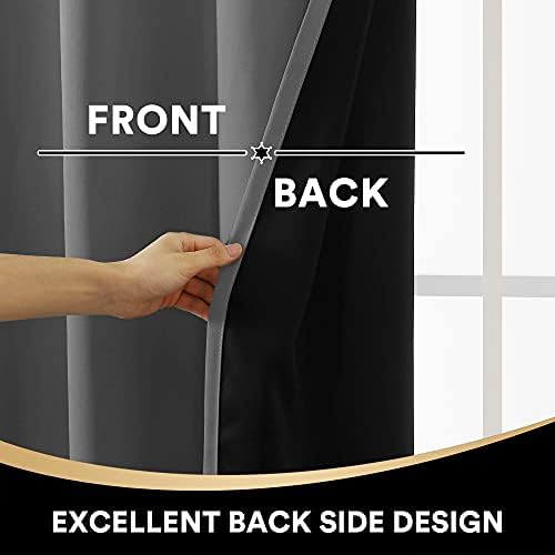 PrinceDeco Blackout Curtain 96 inch Long,Black Liner Backing,2