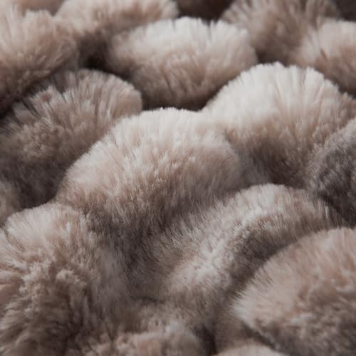 COOVA Soft Bubble Faux Fur Throw Blanket, 60"x80", Tie-dye Brown