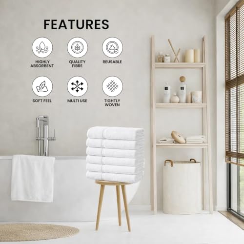 ZUPERIA 6-Pack Bath Towels - 30" x 60" - 100% Cotton Large Bath Towels