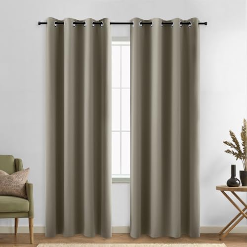 KOUFALL Taupe Curtains 84 Inch Length 2 Panels Set,Grommet Darkening