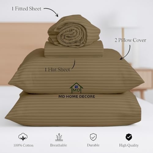 Luxury Egyptian Cotton Sheets Twin Size, Deep Pocket Fitted Sheet Fits