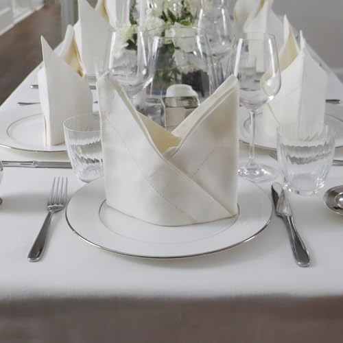 Huddleson Ivory Linen 90” Round Tablecloth Luxury Italian Linen