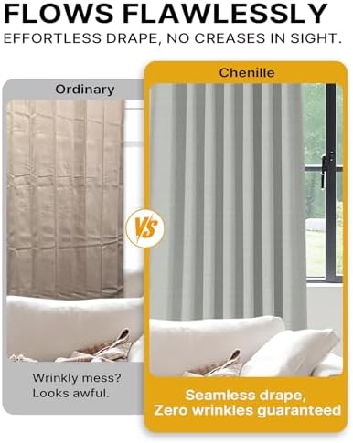 Gray Blackout Chenille Pinch Pleated Curtains 40x84in- Ultra Soft