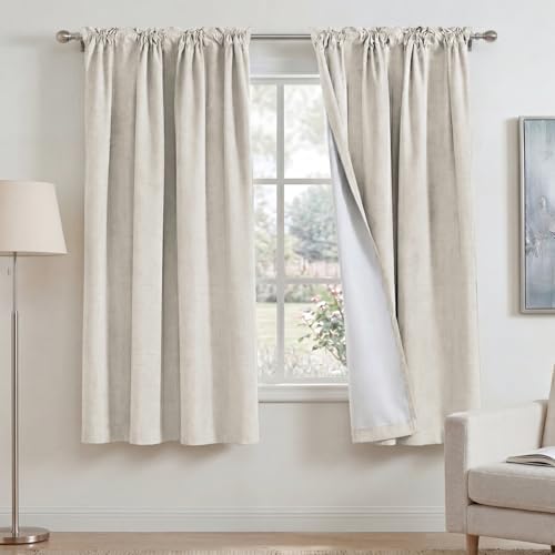 Linen Sheer Tab Top Curtains for Living Room Bedroom 63 inches Long