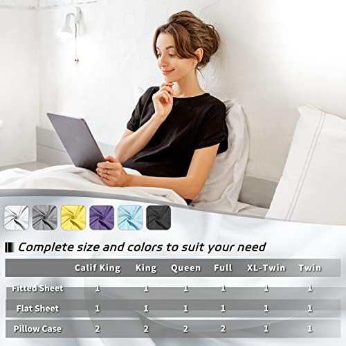 EaseHome Beige Full Size Sheets Set Deep Pocket to 18 inch Mattress