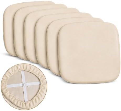 6-Pack Light Beige Stretch Chair Seat Covers, Washable Universal