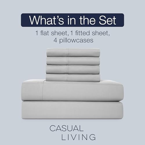 Casual Living King Sheet Set, Cooling Sheets, 6-Piece, Gray