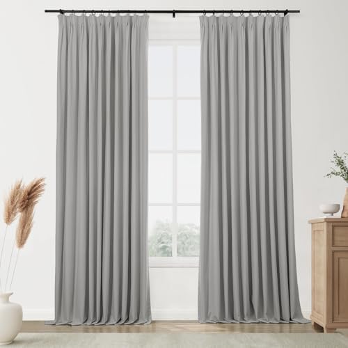 Drapifytex Light Grey Coated Thermal Insulated Drapes Pinch Pleated