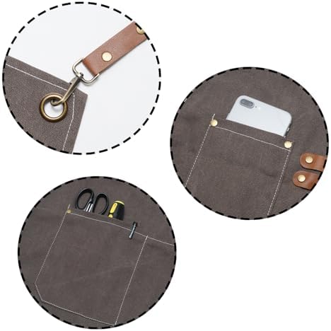 Cross-Back Chef Apron for Men Women with 3 Pockets, Cotton Canvas