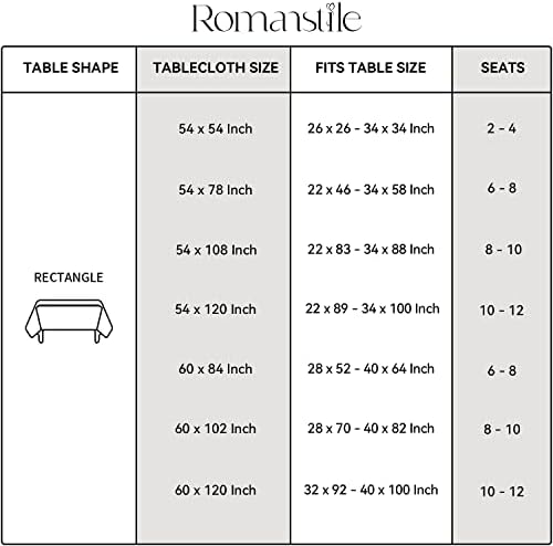 Romanstile Waterproof Vinyl Tablecloth Rectangle, 60 x 120 Inch, Light