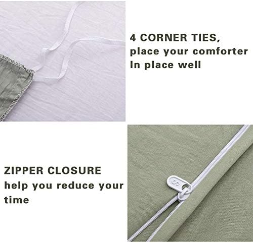 AveLom Sage Green Duvet Cover King Size, Textured Seersucker Duvet