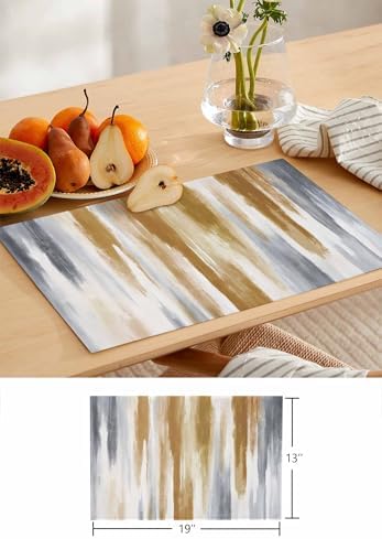 Brown Gray Table Mats Set of 6 With Table Runner 90 Inches
