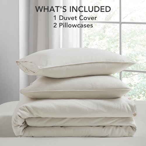 DAPU Linen Duvet Cover Queen, Washed Lightweight Bedding Set with