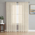 Sheer Curtains 108 Inches Long, Cream Light Filtering Window Curtains