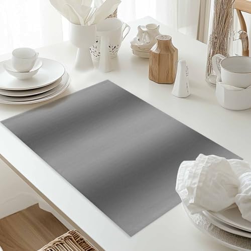 Gray Gradient Texture Placemats Set of 8, Abstract Ombre Grey Washable