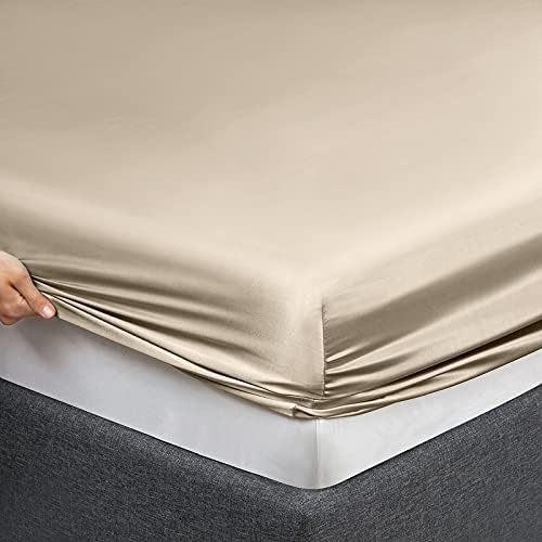 Vonty Satin Queen Taupe Sheets, Fitted + Flat + 2 Pillowcases