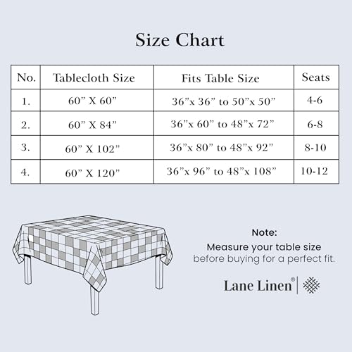 LANE LINEN 60 x 84 Inch Checkered Tablecloth Rectangle - Stain