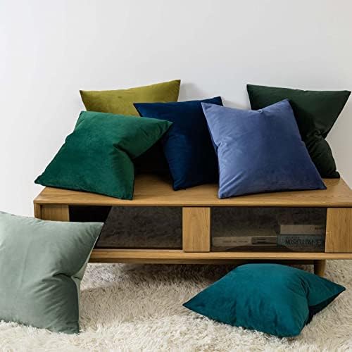 JUSPURBET 22x22 Decorative Velvet Throw Pillow Covers Set of 2,Peacock