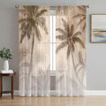 Palm Trees Sheer Curtains 72 Inches Long, Tropical Coconut Palms