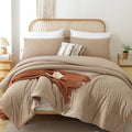 ROSGONIA King Size Comforter Set Taupe Brown, 3pcs