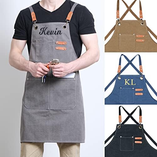 MT WORLD Apron For Men Woodworking Cooking Canvas Chef Apron With