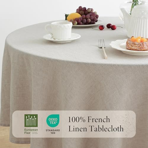 Linen World Linen Tablecloth,100% French Linen Round Tablecloth 90"