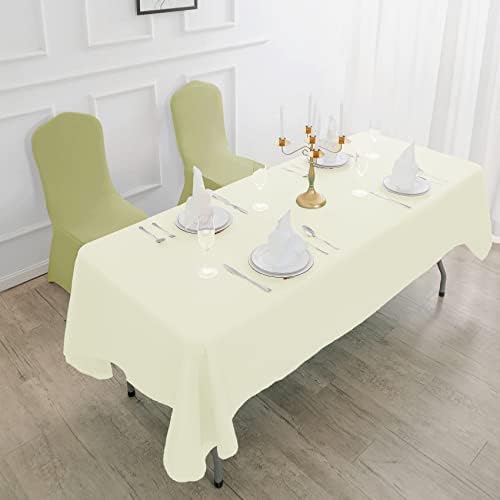 6 Pack Round Tablecloth 90 Inches Ivory Table Cloth Stain and Wrinkle