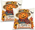 Plaid Accent Pillow Covers 22x22 Inch Set of 2 Linen for Halloween