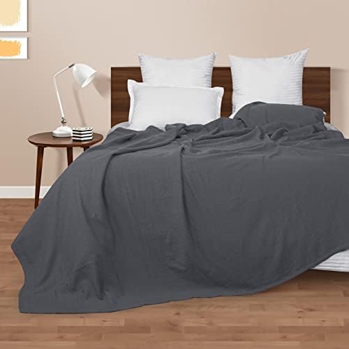 BOUTIQUO 100% Cotton Bed Blanket, Breathable Thermal Blanket King