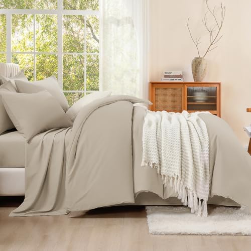 Litanika Oversized King Comforter with Sheets Oatmeal - 7 Pcs Bed in a