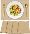 Cloth Placemats, Set of 4 Heat-Resistant Cotton Linen Blend Double