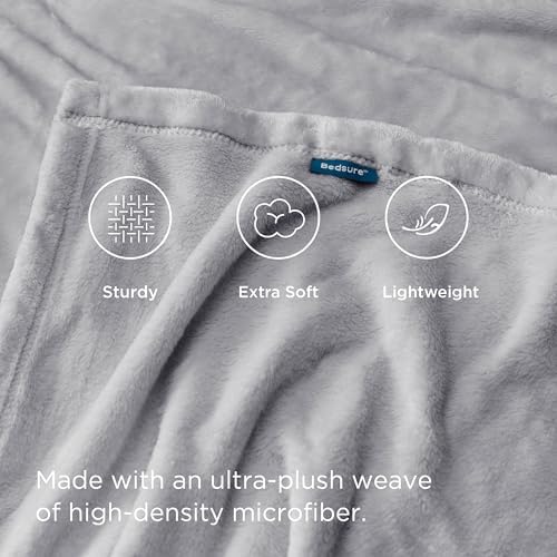 Bedsure GentleSoft Fleece Blanket California King Light Grey