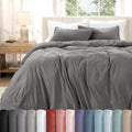 Bare Home Washed Duvet Cover Set 1800 Ultra-Soft (King/Cal King, Grey)