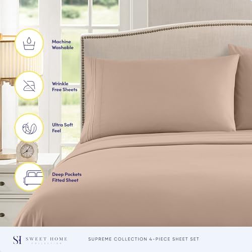 Full Size Sheet Sets - Breathable Luxury Sheets with Full Elastic &