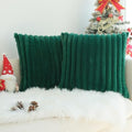 JOJUSIS Faux Fur Plush Throw Pillow Covers, Dark Green, 22 x 22-Inch