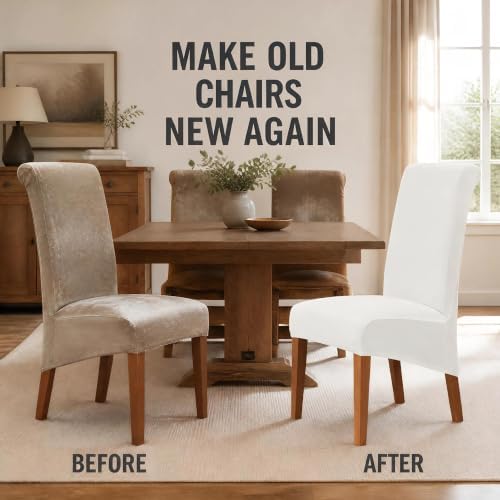 XL/Oversized Velvet Dining Room Chair Covers Set of 2, Off White