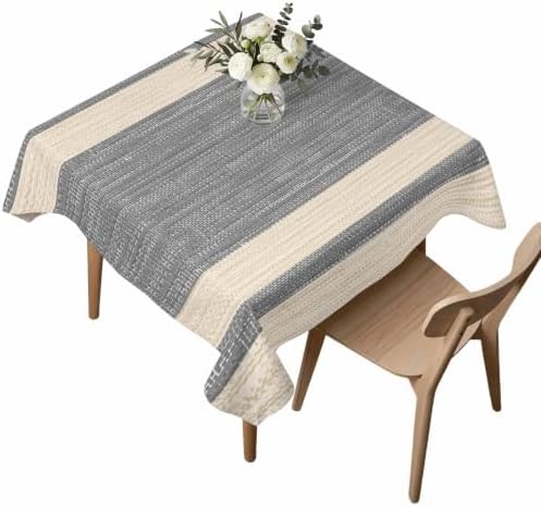 Savannan Square Tablecloths, Light Gray Striped Background Waterproof