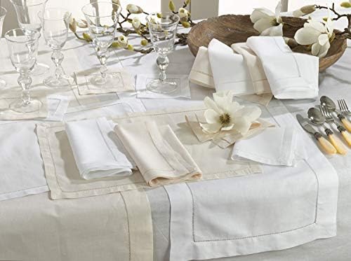 Fennco Styles Classic Hemstitch Border Linen Blend 16 x 120 Inch Table