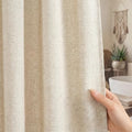 Seasonwood Beige Linen Shower Curtain Farmhouse Bathroom Decor 72x84