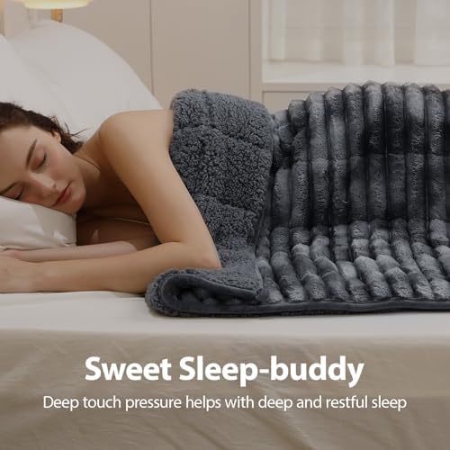 Ultra-Soft Weighted Blanket for Adults(15 lbs, 48” x 72” Full Size)