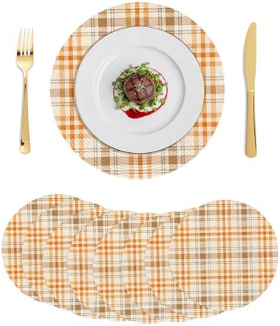 Minimalist Grid Round Braided Placemats Set of Set of 8 Heat