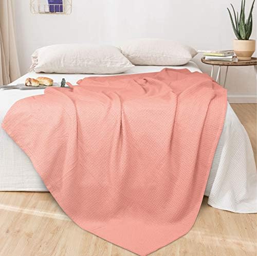 GLAMBURG 100% Cotton Thermal Blanket, Breathable Waffle Blanket, Queen