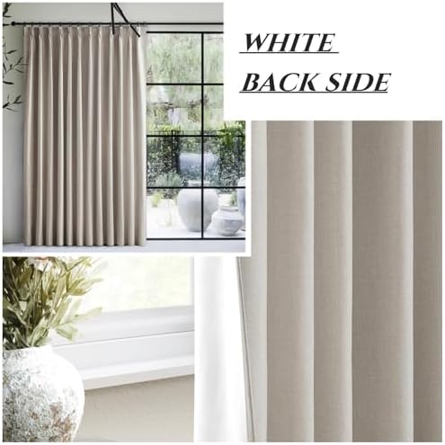 Linen Curtains 120 Inches Long for Bedroom, Ceiling Mount Track