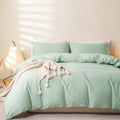 OAITE Duvet Cover Set 100% Washed Cotton Solid 3pcs