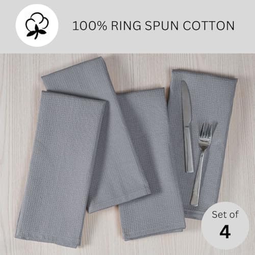 Waffle Kitchen Towels, Grey, 16x26 in, Set of 4