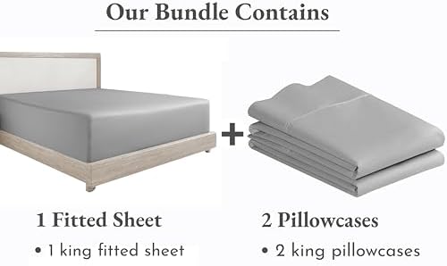 3-Piece Bundle - Fitted Sheet with 2 Pillowcases, 400 Thread Count