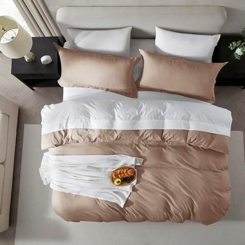 Hearth & Harbor Prewashed Full Duvet Cover Set, Khaki