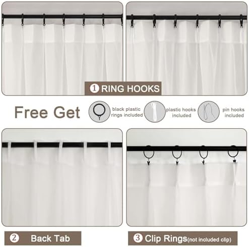 OWENIE Ivory Pinch Pleated Sheer Curtains for Living Room 96 Inch 2