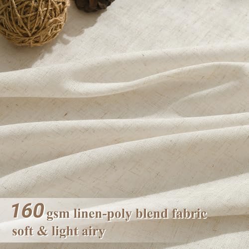 Joywell Extra Long Linen Curtains 120 Inches for Living Room Birch